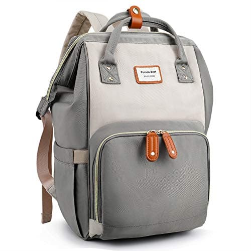 Sac à dos à langer Pomelo Best bicolore look vintage gris et blanc avec anses