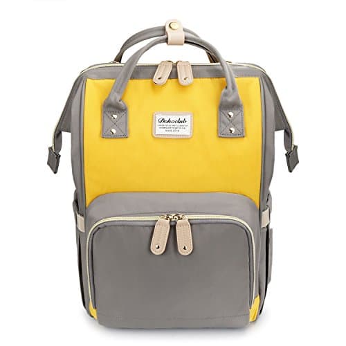 Sac à dos à langer Pomelo Best bicolore look vintage gris et jaune avec anses
