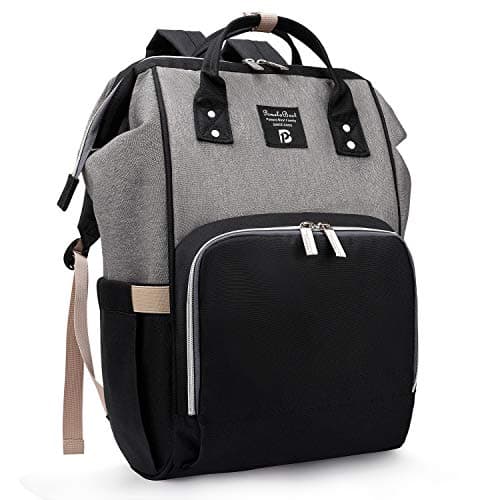 Sac à dos à langer Pomelo Best bicolore look vintage gris et noir avec anses