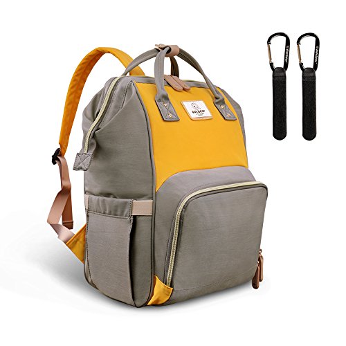 Sac à langer en tissu imperméable vintage gris et jaune